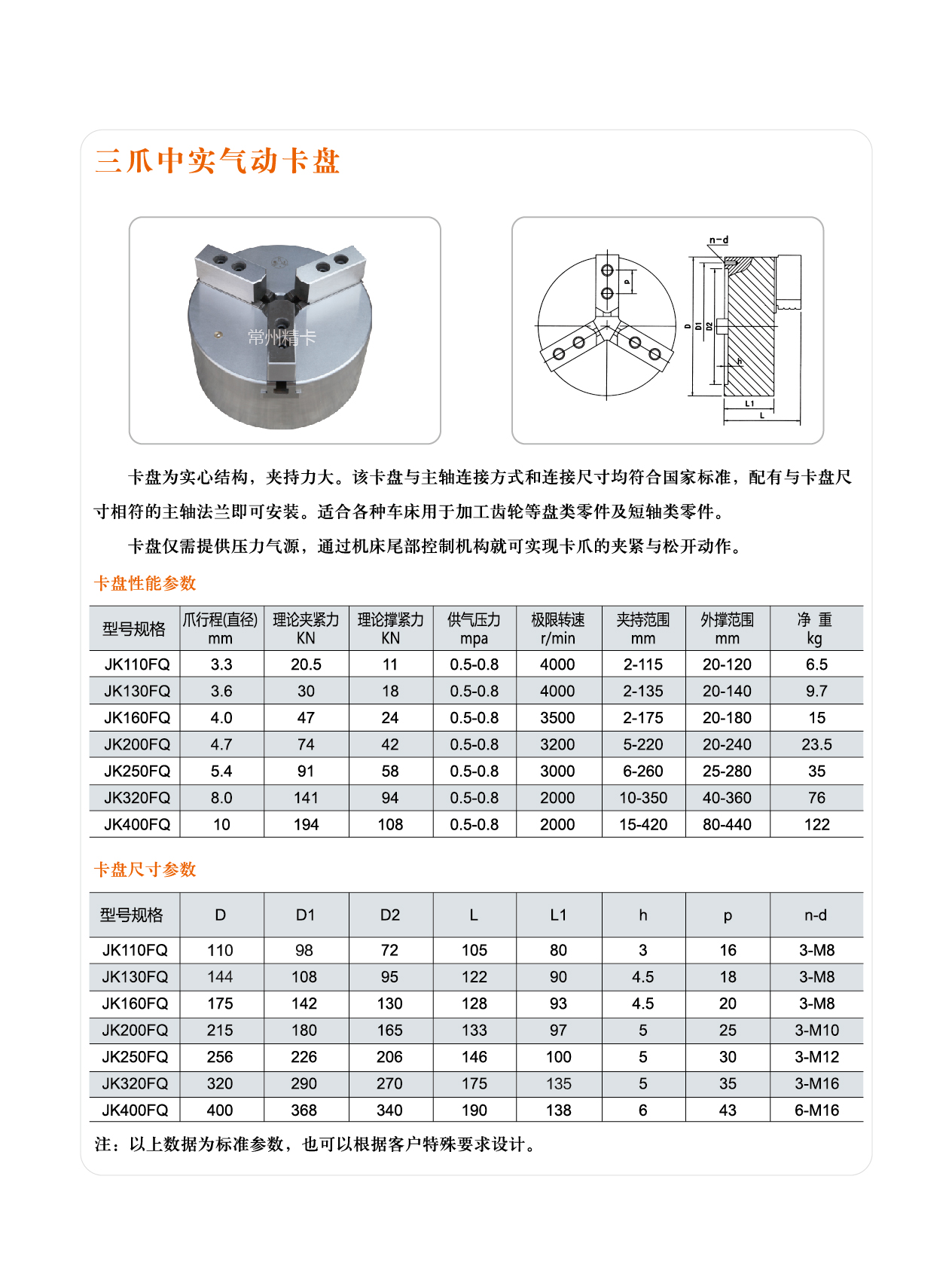 三爪中实气动卡盘2